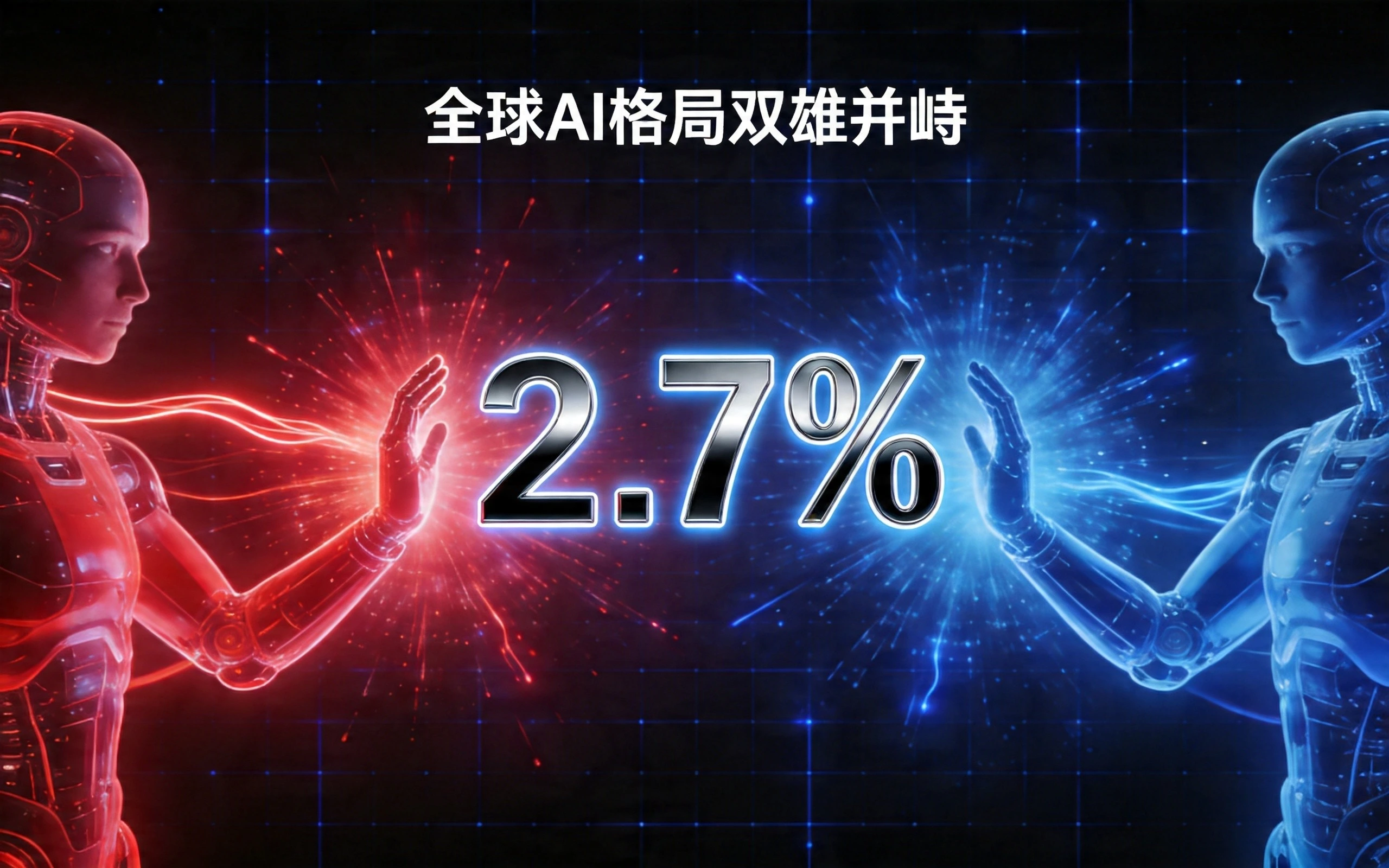 全球AI双雄并峙格局，2.7%差距概念呈现