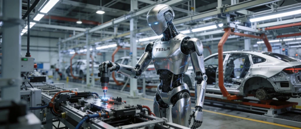 特斯拉Optimus人形机器人在智能工厂生产线上的实际应用场景