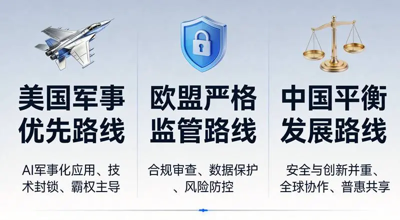 全球AI治理三条路线对比可视化